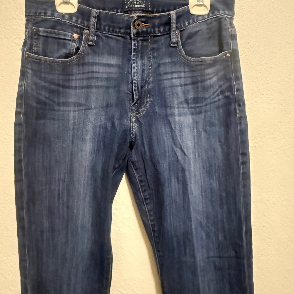 Lucky Brand Mens Dark Wash Straight Leg Jeans W33 L34 Blue Denim Handcrafted
